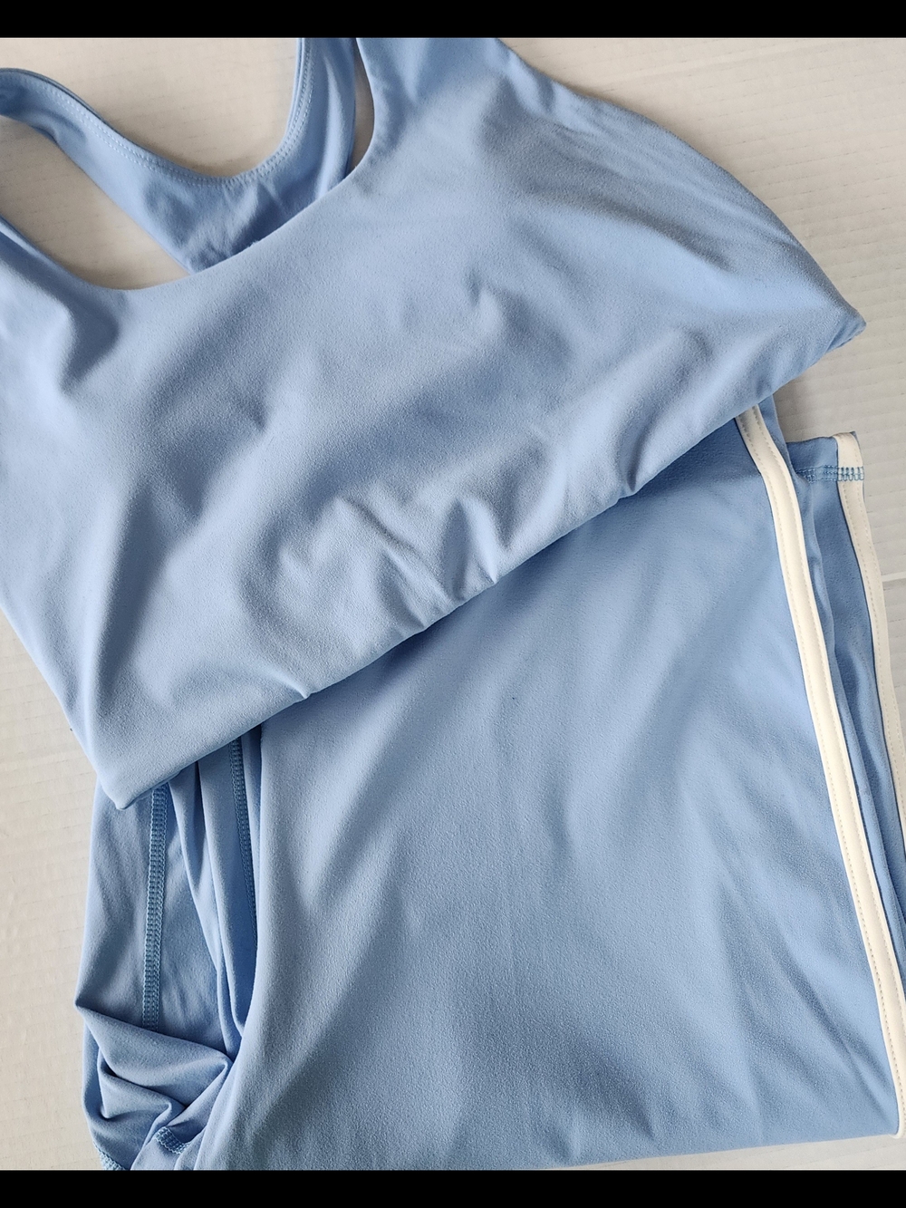 WILO Clean Girl Coquette Minimalist Powder Blue Active Top And Pant Set - Size M